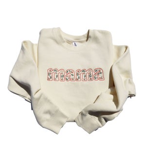 Mama Flowers Embroidered Crew